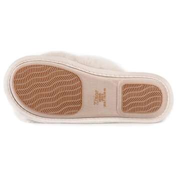 Zizor Women's Open Toe Fluffy Slippers with Memory Foam, Ladies' Cross Band House Shoes, Faux Fur Slip on Home Slippers for Indoor Outdoor