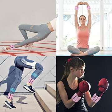 Miayaya Wrist and Ankle Weights Set of 2 (0.5Ib & 1Ib) Strength Training Adjustable Ankle Weights fo...