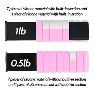 Miayaya Wrist and Ankle Weights Set of 2 (0.5Ib & 1Ib) Strength Training Adjustable Ankle Weights for Women Men Silicone Leg Weights for Home Workout Walking Running Jogging Yoga Dance Fitness (Pink)