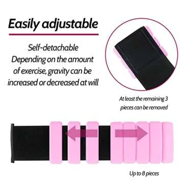 Miayaya Wrist and Ankle Weights Set of 2 (0.5Ib & 1Ib) Strength Training Adjustable Ankle Weights for Women Men Silicone Leg Weights for Home Workout Walking Running Jogging Yoga Dance Fitness (Pink)
