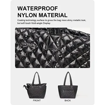 Hsitandy Quilted Tote Bag for Women, Cute Quilted Crossbody Tote Bags for Women Waterproof Lightweight Handbags and Purses Designer Work Totes with Zipper