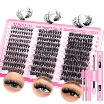Fluffy Lash Extension Kit 300pcs DIY Lash Clusters Kit 40D+50D+60D Wispy Cluster Eyelash Extensions ...