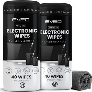 EVEO Electronic Wipes Screen Cleaner Streak-Free [2 Pack x40] - Ultimate Device Cleaner