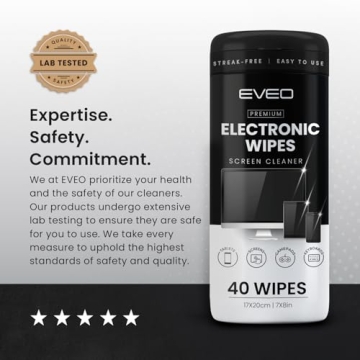 EVEO Electronic Screen Cleaning Wipes Streak-Free 2 Pack