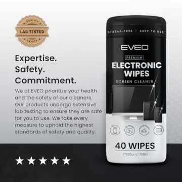 EVEO Electronic Screen Cleaning Wipes Streak-Free 2 Pack