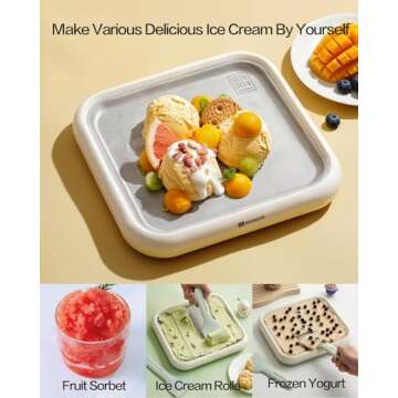 MOKKOM Rolled Ice Cream Maker, Frozen Fruit Ice Cream Maker with 2 Spatulas, Frozen Yogurt Maker Mac...