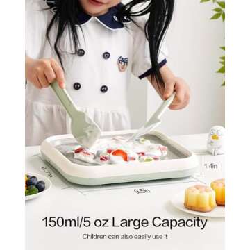 MOKKOM Rolled Ice Cream Maker, Frozen Fruit Ice Cream Maker with 2 Spatulas, Frozen Yogurt Maker Machine, Soft Serve Ice Cream Machine for Making Rolled Ice Cream, Frozen Yogurt, Sorbet - Green