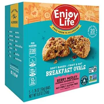 Enjoy Life Soft Baked Berry Medley Ovals, Gluten Free, School Safe, Non GMO, Dairy Free, Soy Free, Vegan, Nut Free Breakfast Bars, Bulk Granola Bars 6 Boxes