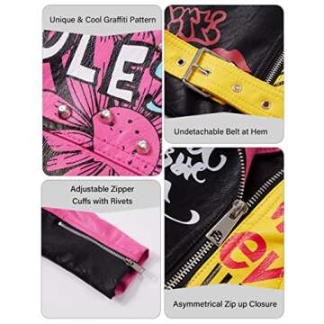 Stylish Bellivera Faux Leather Jacket with Floral Prints