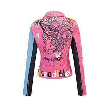 Stylish Bellivera Faux Leather Jacket with Floral Prints