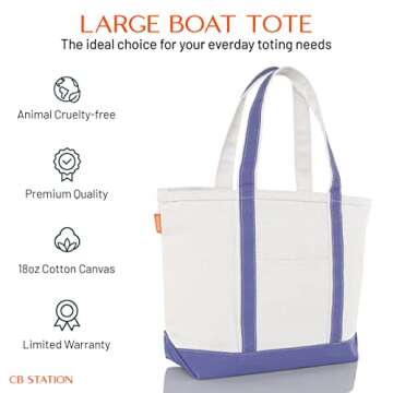 CB STATION Medium Classic Canvas Tote Bag for Women, Top Zipper Closure, Outer Pocket, Daily Essenti...