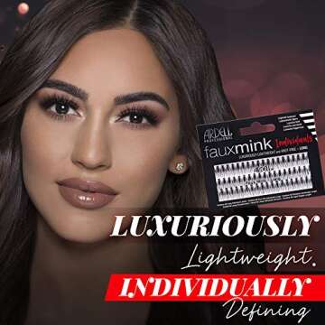 Ardell Faux Mink Individual Lashes - Long Black, Lightweight, Natural-Looking DIY Lash Clusters, Reusable Eyelash Extensions, 4 Pack