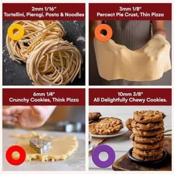 Kitchtic Rolling Pin with Thickness Rings - Adjustable Wooden Rolling Pin - Baking Essential and Roller Tool - Consistent Thickness - Easy to Clean - Beechwood Material - 13.7 x 2.75 x 2.75 inches