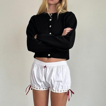 Trendy Y2K Bloomer Shorts for Women with Ruffle Hem