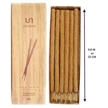 Palo Santo Incense Sticks | 12 Hand Rolled Palo Santo Resin Incense Sticks Large 9.8" | for Healing, Meditating, and Whole-Body Stress Relief & Support |100% Wild Natural from Ecuador