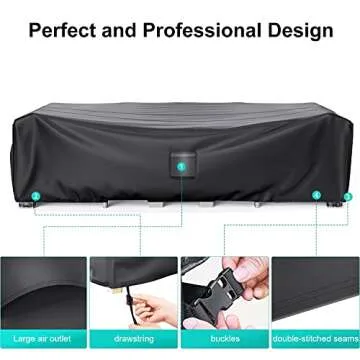 BROSYDA Patio Furniture Covers Waterproof, 90" L × 62" W ×28" H Rectangular Outdoor Furniture Set Covers , Durable Heavy Duty Oxford Patio Furniture Set Covers for Outdoor Table Chair