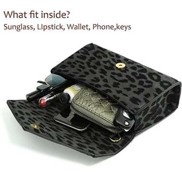 HOXIS Leopard Print Envelope Evening Clutch Women Chain Shoulder Bag (Grey Leopard Print)