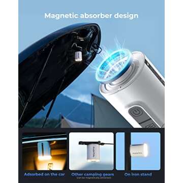 FLEXTAILGEAR Portable Air Pump with Camping Lantern Tiny Pump 2X 4kPa Air Pump for Inflatables Rechargeable Air Mattress Pump with Magnetic Design for Sleeping Pads, Pool Floats, Swimming Rings(OG)