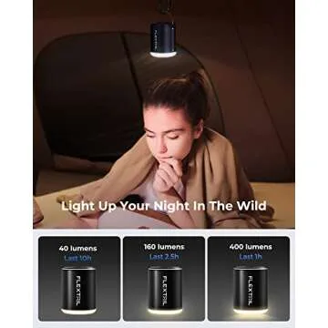 FLEXTAILGEAR Portable Air Pump with Camping Lantern Tiny Pump 2X 4kPa Air Pump for Inflatables Rechargeable Air Mattress Pump with Magnetic Design for Sleeping Pads, Pool Floats, Swimming Rings(OG)