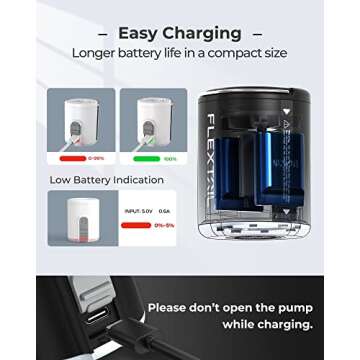 FLEXTAILGEAR Portable Air Pump with Camping Lantern Tiny Pump 2X 4kPa Air Pump for Inflatables Rechargeable Air Mattress Pump with Magnetic Design for Sleeping Pads, Pool Floats, Swimming Rings(OG)