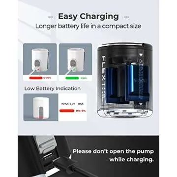 FLEXTAILGEAR Portable Air Pump with Camping Lantern Tiny Pump 2X 4kPa Air Pump for Inflatables Rechargeable Air Mattress Pump with Magnetic Design for Sleeping Pads, Pool Floats, Swimming Rings(OG)
