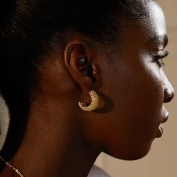 Elegant 14K Gold Plated Chunky Hoop Earrings for Women