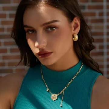 Elegant 14K Gold Plated Chunky Hoop Earrings for Women