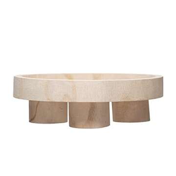 Bloomingville Paulownia Wood Dessert Pedestal Tray, Natural