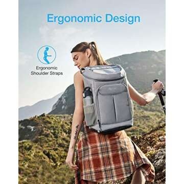 OlarHike Cooler Backpack, Soft Leak-Proof 30 Cans Insulated Backpack Cooler Bag for Picnics Hiking C...