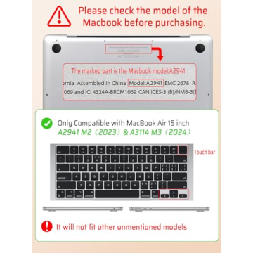 Stylish Seorsok MacBook Air 15 inch Case with Keyboard Cover
