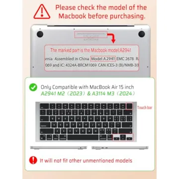 Stylish Seorsok MacBook Air 15 inch Case with Keyboard Cover