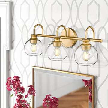 HANASS 21" Gold 3-Light Vanity Light Fixture