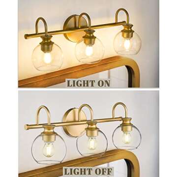 HANASS 21" Gold 3-Light Vanity Light Fixture