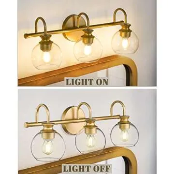 HANASS 21" Gold 3-Light Vanity Light Fixture