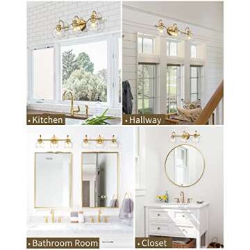 HANASS 21" Gold 3-Light Vanity Light Fixture