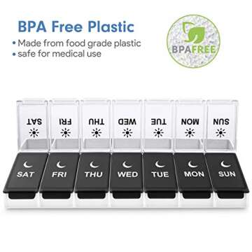 DANYING Large Pill Organizer 2 Times a Day, Weekly Box Per AM PM Case, Day Night Container 7 Vitamin Case Twice