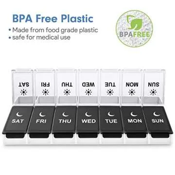 DANYING Large Pill Organizer 2 Times a Day, Weekly Box Per AM PM Case, Day Night Container 7 Vitamin Case Twice