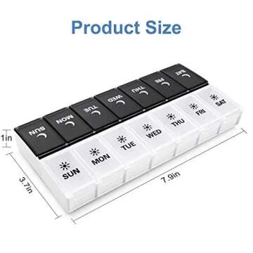 DANYING Large Pill Organizer 2 Times a Day, Weekly Box Per AM PM Case, Day Night Container 7 Vitamin Case Twice
