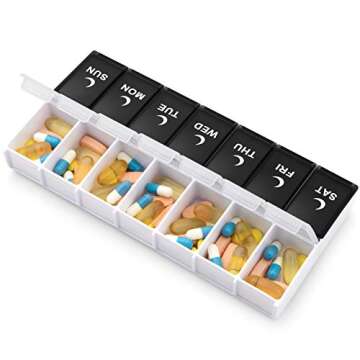 DANYING Large Pill Organizer 2 Times a Day, Weekly Box Per AM PM Case, Day Night Container 7 Vitamin Case Twice
