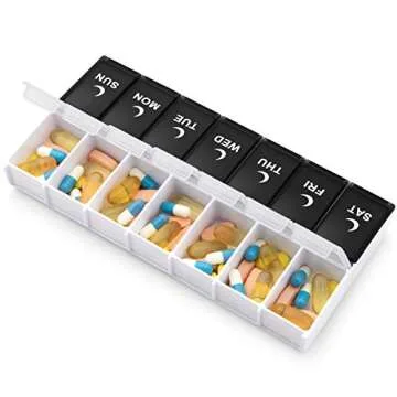 DANYING Large Pill Organizer 2 Times a Day, Weekly Box Per AM PM Case, Day Night Container 7 Vitamin Case Twice