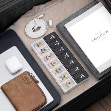 DANYING Large Pill Organizer 2 Times a Day, Weekly Box Per AM PM Case, Day Night Container 7 Vitamin Case Twice