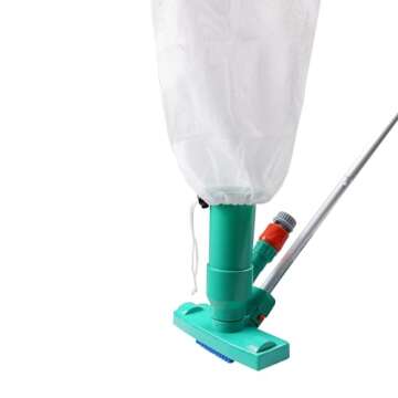 POOLWHALE Portable Pool Vacuum Jet Underwater Cleaner W/Brush,Bag,6 Section Pole of 56.5"(No Garden ...