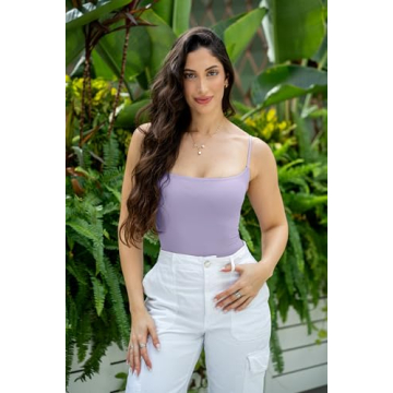 SUUKSESS Sexy Square Neck Bodysuit for Women - Light Purple