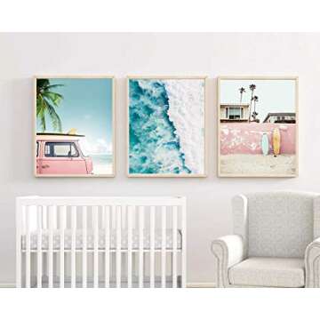 VOUORON Beach Palm Art Prints - Vibrant Coastal Decor