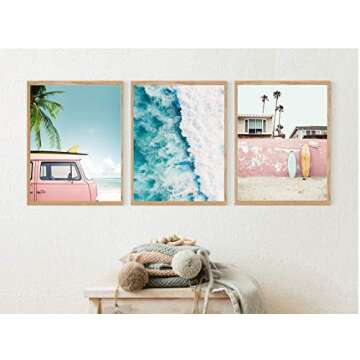 VOUORON Beach Palm Art Prints - Vibrant Coastal Decor