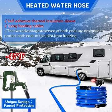 REHOSEUP 75FT Heated Water Hose for RV,-45 ℉ Antifreeze Heated Drinking Garden Water Hose，Electrically Heated Garden Hoses, Rv Accessories，Rv，Rv Water Hose,Auto Accessory