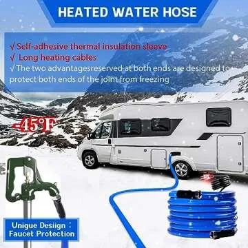 REHOSEUP 75FT Heated Water Hose for RV,-45 ℉ Antifreeze Heated Drinking Garden Water Hose，Electr...