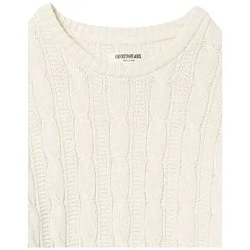 Goodthreads Men's Soft Cotton Cable Stitch Crewneck Sweater, Off-White, X-Large