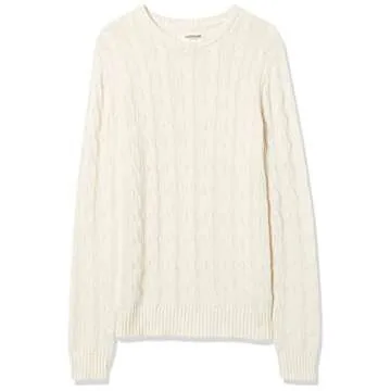 Goodthreads Men's Soft Cotton Cable Stitch Crewneck Sweater, Off-White, X-Large