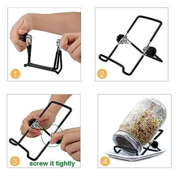 4 Set Seed Sprouting Jar Lids, Regular Mouth Mason Jar Screen Sprouting Kit Lids, 304 Stainless Steel Strainer Screen for Canning Jars with Sprouting Stands for Grow Organic Sprouts